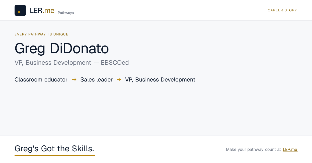 Career-story preview for Greg DiDonato, VP, Business Development
