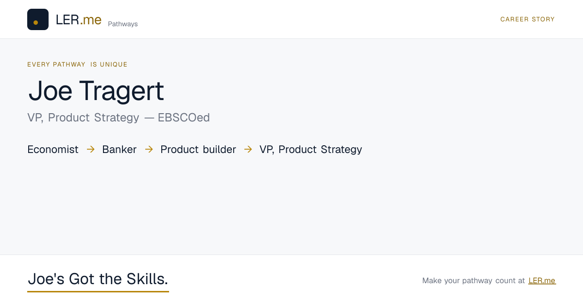 Career-story preview for Joe Tragert, VP, Product Strategy